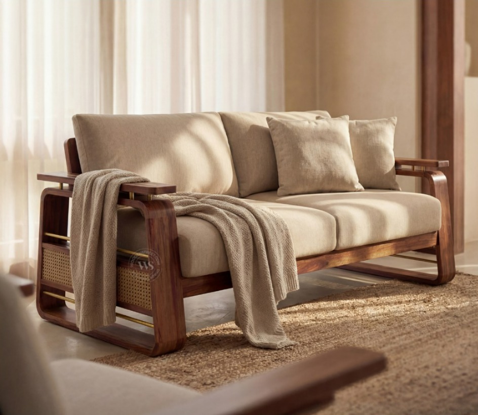 3 Seater Wood Sofa